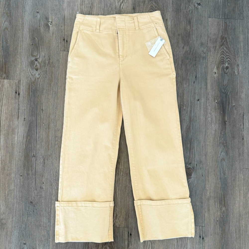 Pilcro High Rise Wide Leg Tan Khaki Cropped Pants Size 26